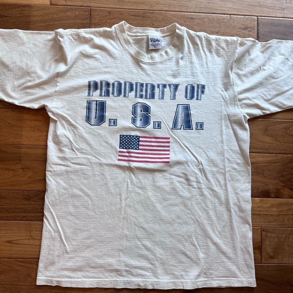 Vtg Property of USA flag single stitch T